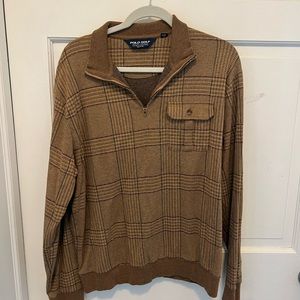 Vintage Houndstooth Polo Golf Sweater Alpaca/Cotton Large Men’s